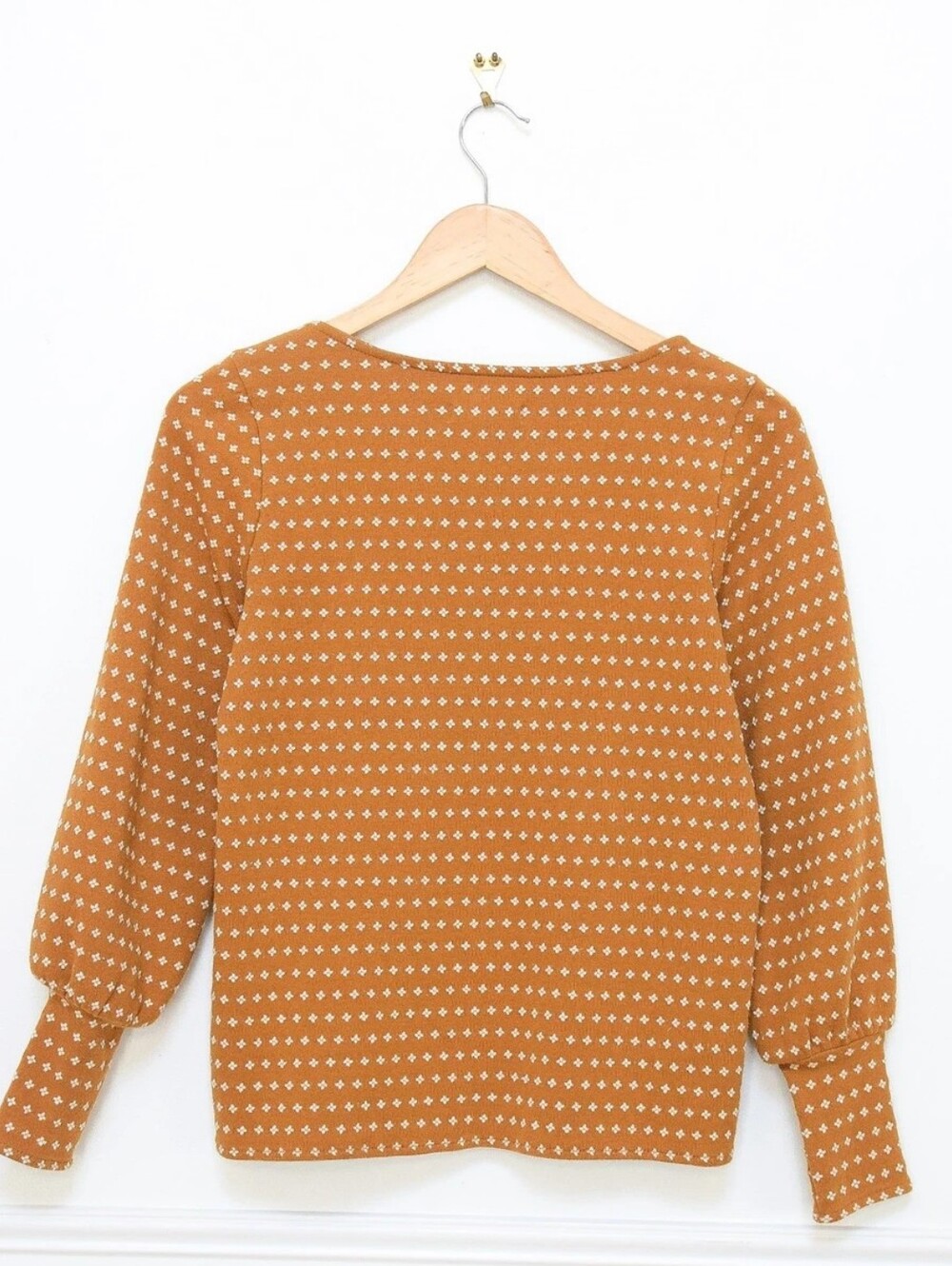 Madewell Floral Jacquard Square Neck Top Mustard Yellow White Sz XS Ditsy Boho - Picture 7 of 9